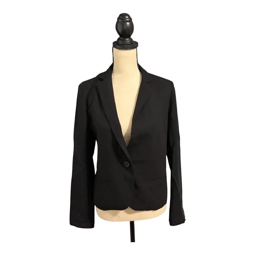 J Crew Wmns Black Drapey Wool Mackenzie Blazer Sz 4 Preppy Quiet Luxury Classic